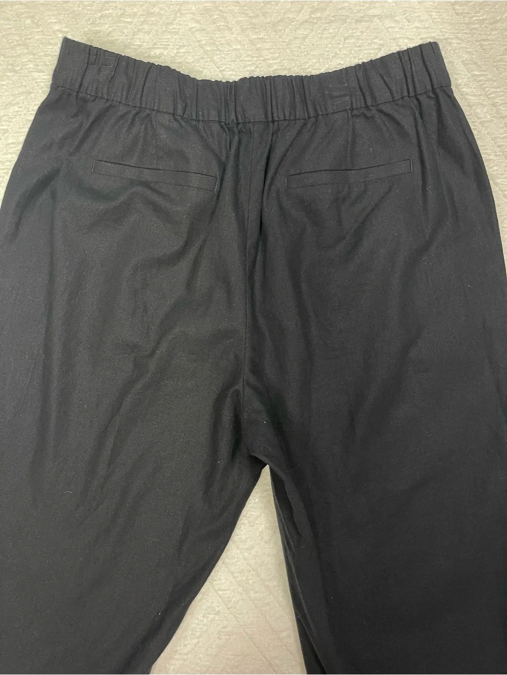 J. Crew Black Linen Cotton Sailor Pants Size 6 Elastic Waist Chinos Nautical